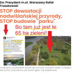 Petycja: Warszawo, nie przekształcaj chronionej przyrody w park miejski!